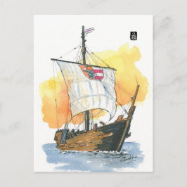 (025) Kogge Wissemara Medieval Sailboat Briefkaart