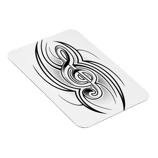 028 ZWARTE WIT TREBLE CLEF TATTOO VECTOR DESIGN M MAGNEET (Rechterzijde)