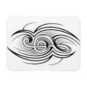 028 ZWARTE WIT TREBLE CLEF TATTOO VECTOR DESIGN M MAGNEET (Horizontaal)
