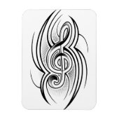 028 ZWARTE WIT TREBLE CLEF TATTOO VECTOR DESIGN M MAGNEET (Verticaal)