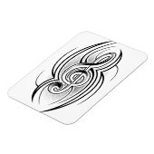028 ZWARTE WIT TREBLE CLEF TATTOO VECTOR DESIGN M MAGNEET (Linkerzijde)