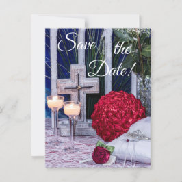0294-Rood Boeket met Rode Ring & Kruis Briefkaart