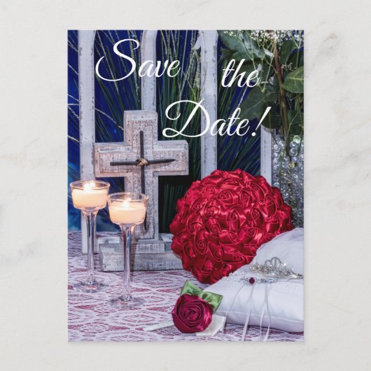 0294-Rood Boeket met Rode Ring & Kruis Briefkaart (Voorkant)