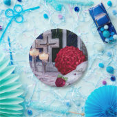 0294-Rozen, Ringen, Kaars Papieren Bordje (Feest)