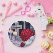 0294-Rozen, Ringen, Kaars Papieren Bordje (Feest)