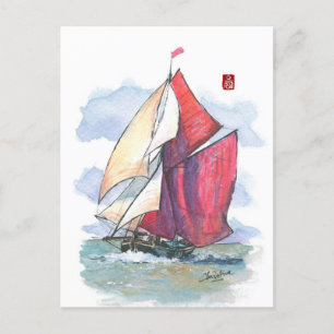 (029) Thames Sailing Barge Sailboat Briefkaart