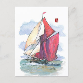 (029) Thames Sailing Barge Sailboat Briefkaart