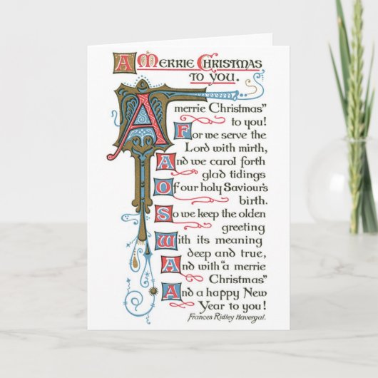 029 Vintage Christmas Kaart Verlicht Manuscript (Voorkant)