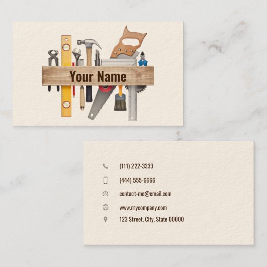 02-2021 handbediening, handgereedschap visitekaartje (Voorkant / Achterkant)