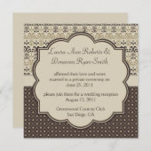 02 Bruin Tan Cream Damask Stippen Post Wedding Kaart (Voorkant / Achterkant)