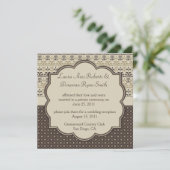 02 Bruin Tan Cream Damask Stippen Post Wedding Kaart (Staand voorkant)