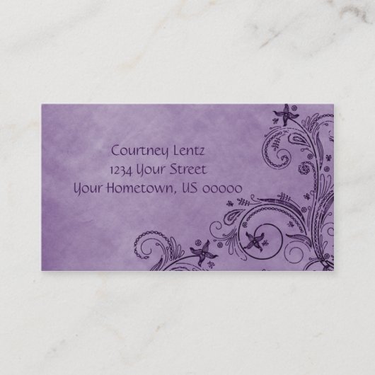 02 Paars Visitekaartje van vatbare bloemen (Voorkant)