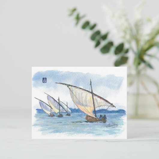 (032) Lateen Sail Regatta Sailships Briefkaart (Staand voorkant)