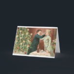 033 Vintage-kerstKaart Romantic Lovers Couple Feestdagen Kaart<br><div class="desc">Dit jaar stuur je geliefden kerstkaarten die voor altijd bewaard blijven. Deze geweldige kaart heeft een mooi ontwerp van een echte kaart uit de goede tijd. Deze kaart is volledig aanpasbaar en leeg aan de binnenkant, zodat u voldoende ruimte hebt om uw persoonlijke bericht te schrijven! Een glimlach op iemands...</div>