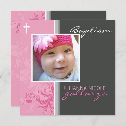 039 Celia :: Doopuitnodiging - posh 2SQ V1 Kaart (Voorkant / Achterkant)