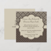 03 Bruin Tan Damask en Stippen Post Wedding Kaart (Voorkant / Achterkant)