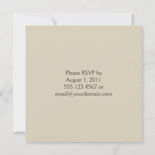 03 Bruin Tan Damask en Stippen Post Wedding Kaart (Achterkant)