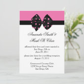 03 Roze Zwarte Stippen Bruiloft na de Receptie In Kaart (Staand voorkant)