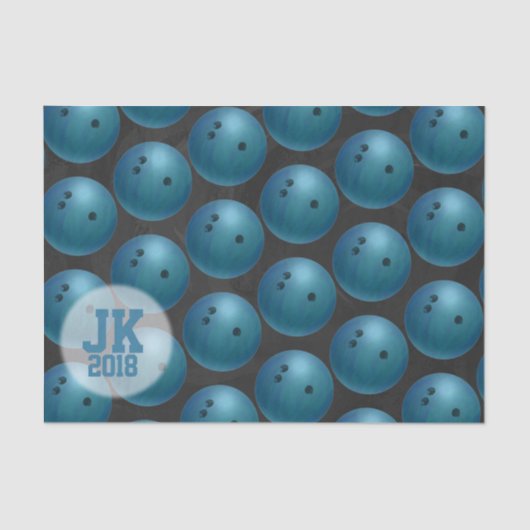 03of12 Blue Bowling Ball Pattern-document Tissuepapier (Voorkant)