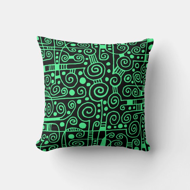 040512 - Mint Green op zwart Kussen (Voorkant)