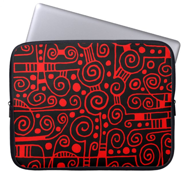 040512 - Rood op zwart.pdf Laptop Sleeve (Voorkant)