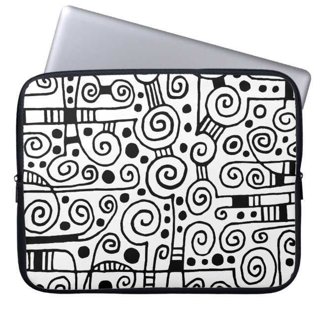 040512 - Zwart in wit Laptop Sleeve (Voorkant)