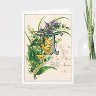 040 Vintage-Kaart voor kerstmis gedicht poëzie blo Feestdagen Kaart