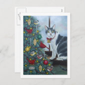 0417 Briefkaart Kat- en kerstboom (Voorkant / Achterkant)