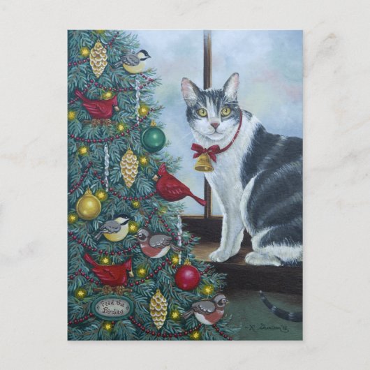 0417 Briefkaart Kat- en kerstboom (Voorkant)
