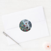 0417 Kerstkat Ronde Sticker (Envelop)