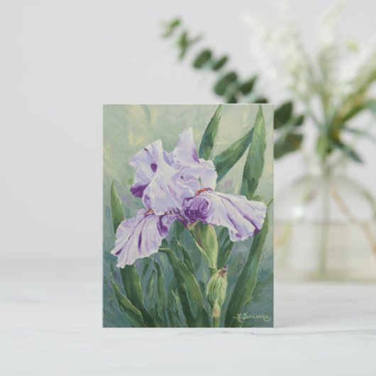 0440 Paars gestremd Iris Briefkaart (Staand voorkant)