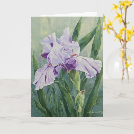 0440 Paarse gestremde Iris Sympathikaart Kaart (Gele Bloem)