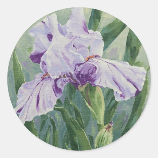 0440 Paarse iris Ronde Sticker (Voorkant)