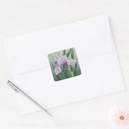 0440 Paarse iris Vierkante Sticker (Envelop)