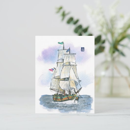 (044) Lady Washington Tall Ship Briefkaart (Staand voorkant)
