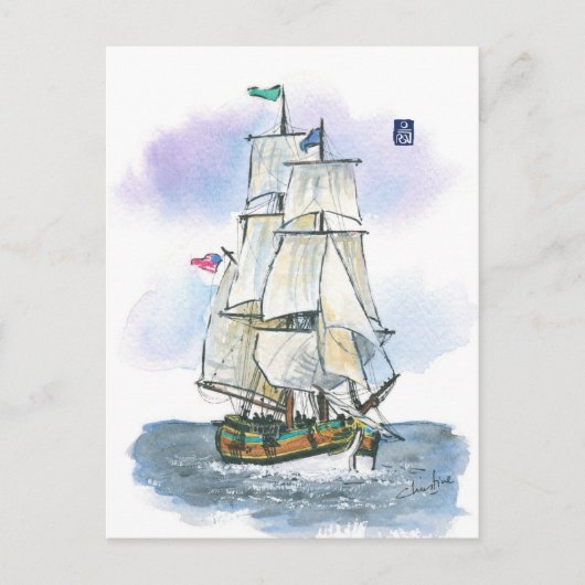 (044) Lady Washington Tall Ship Briefkaart (Voorkant)