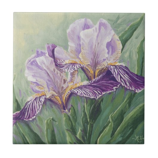0455 Paarse Irises Tegeltje (Voorkant)
