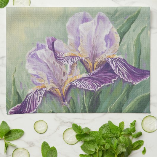 0455 Paarse Irises Theedoek (Gevouwen)