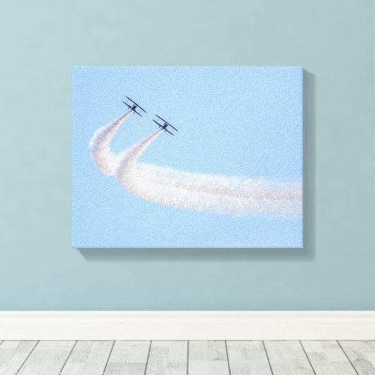 0457-Twee bi-vliegtuigen Canvas Afdruk (Insitu (Houten vloer))