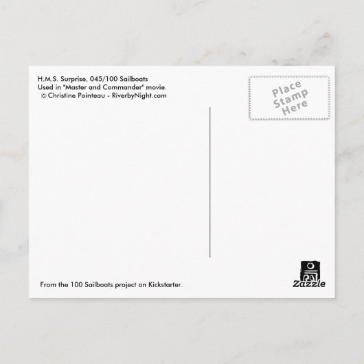 (045) HMS Surprise Tall Ship Briefkaart (Achterkant)