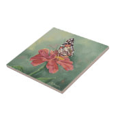 0461 schilderde Dame Butterfly op Zinnia Tegeltje (Zijkant)