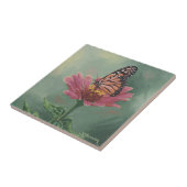 0465 Monarch Butterfly op Zinnia Tegeltje (Zijkant)