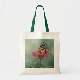 0465 Monarch Butterfly op Zinnia Tote Bag