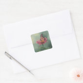 0465 Monarch Butterfly op Zinnia Vierkante Sticker (Envelop)