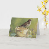 0470 Sparrow Birthday-kaart Kaart (Gele Bloem)