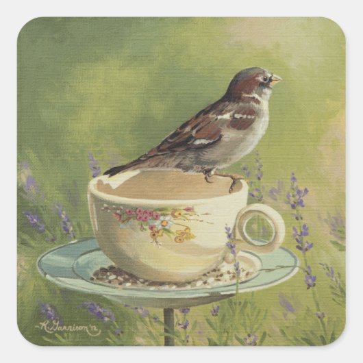 0470 Sparrow Vierkante Sticker (Voorkant)
