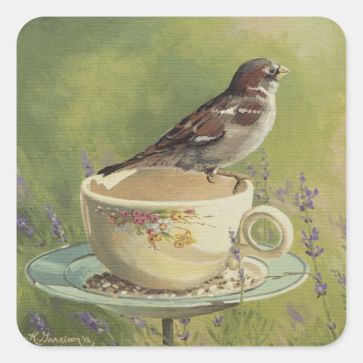0470 Sparrow Vierkante Sticker (Voorkant)