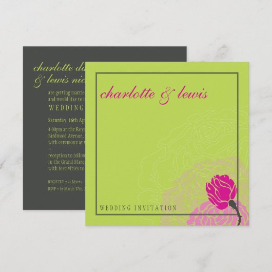 047-Laura :: TROUWKAARTEN :: elegante roos Kaart (Voorkant / Achterkant)