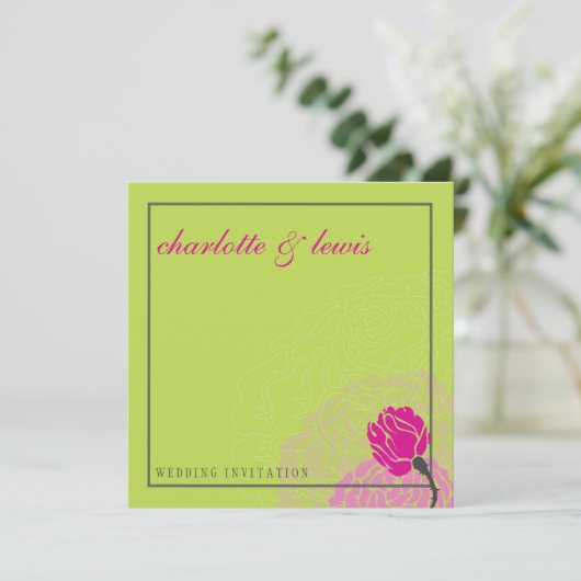 047-Laura :: TROUWKAARTEN :: elegante roos Kaart (Staand voorkant)