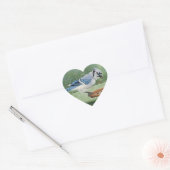 0481 Blue Jay bij feeder Hart Sticker (Envelop)